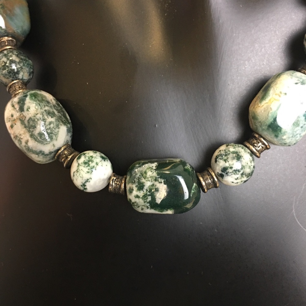 Tree Agate Neclace Earrings Women’s 18 inches